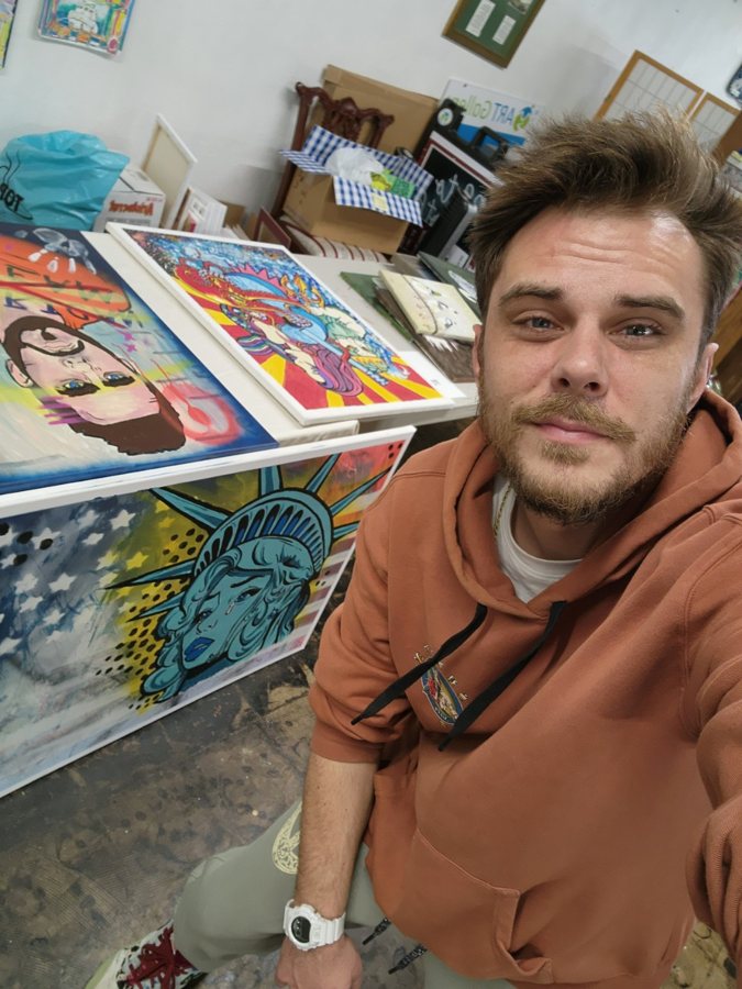 Artist in studio